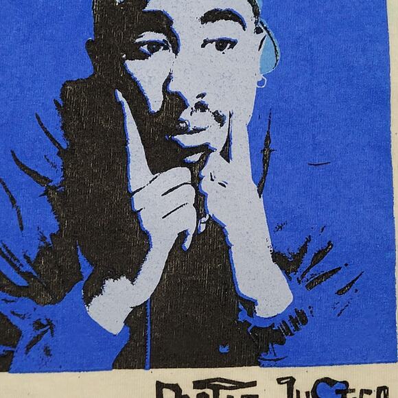 2PAC Tupac-Shakur Tie-Dye Shirt Womens 2XL 24x29 Blue White - Picture 7 of 11